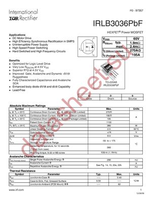 IRLB3036PBF datasheet  